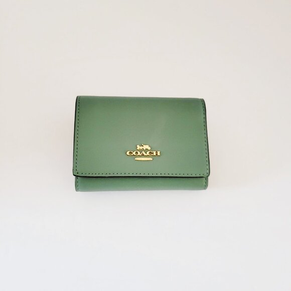 Coach CR799 Smooth Leather Micro Wallet Sage Mini Clutch - Picture 2 of 7